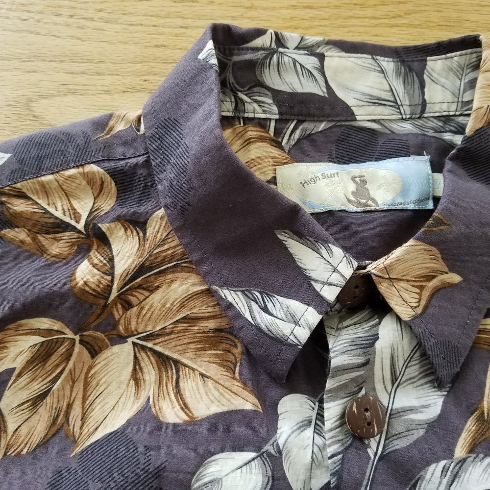 High Surf Mens Medium Multi-Colored Short Sleeve Button Up Hawaiian Floral Shirt